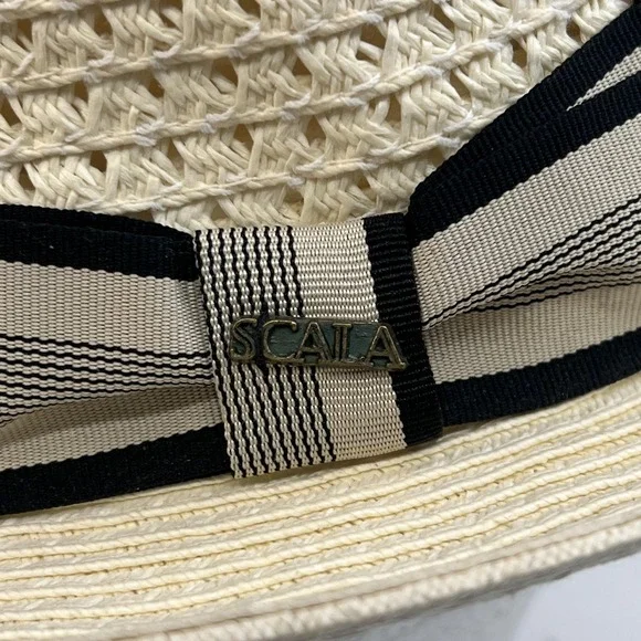 Scala Classico Hat Fedora Fitted Mens XLarge White Toyo Straw Summer Dressy - Picture 7 of 12